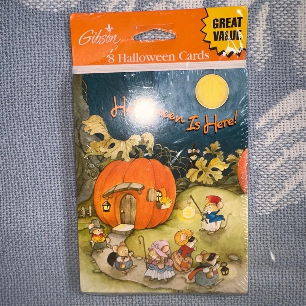 NOS Vintage Gibson Greetings Sealed 8 Halloween Cards Pack